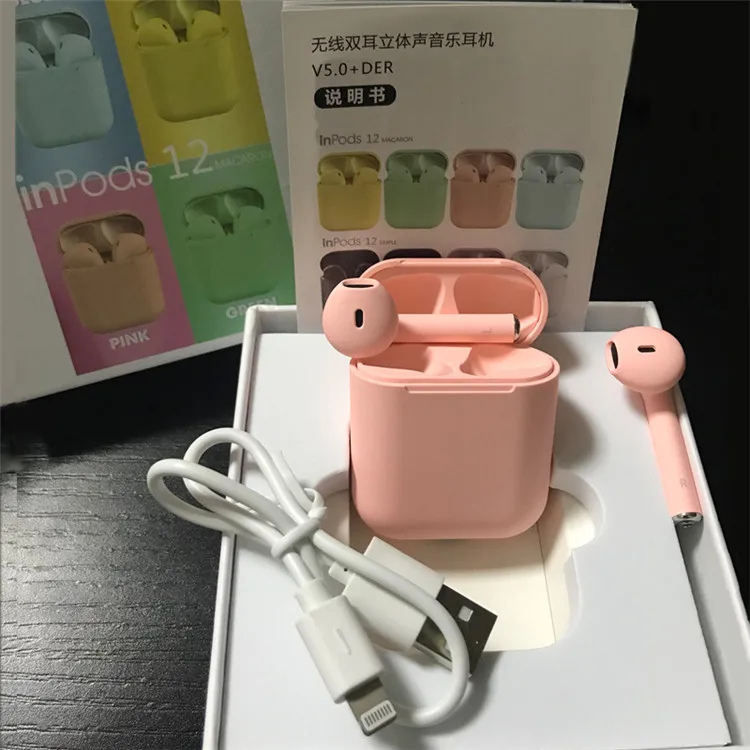 2020 Best Gift Macaron TWS Earpods Inpods 12 Bluetooth 5.0 POP UP for Iphone Android With Magnetic Charging Case and Mic