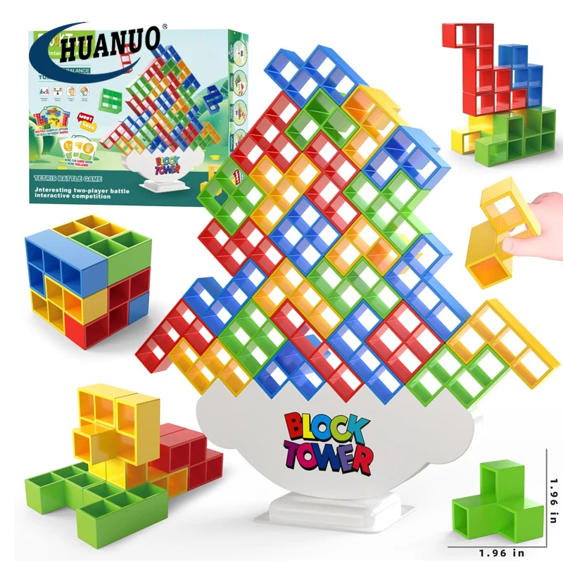48 Pcs Tetra Tower Jeu Balance Stacking Blocks Jeu, Balance Stackin Blocks Jeu Balance Stacking Blocks Party Game Construction Jouets Puzzle Jeu Societ Amz
