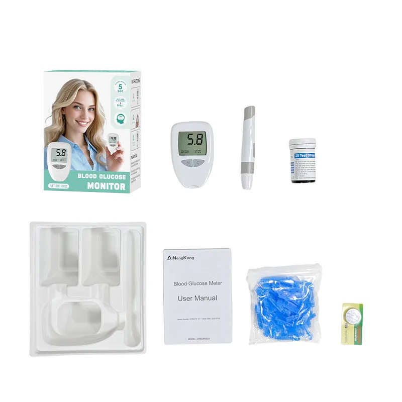 product factory electric blood glucose meter for elderly high blood sugar test strip with lancet detector health monitor and analysis-2