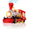 Steam Train Locomotive Engine Car Bubble Blowing Bump and Go Battery Operated Toy Train wtih Lights and Sounds