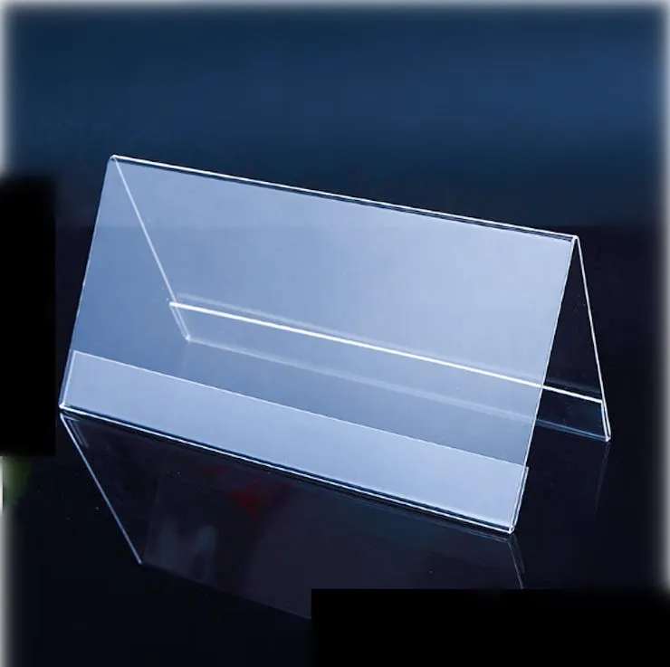 Acrylic Desk Label Display Stand,V Shaped Transparent Acrylic Table Top