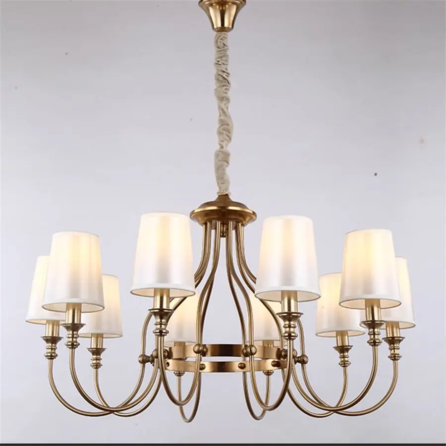 E27 Crystal Droplight Led Chandeliers Copper Lamp Brass Pendant Modern Oval Ceiling Chandelier Office Hanging Light