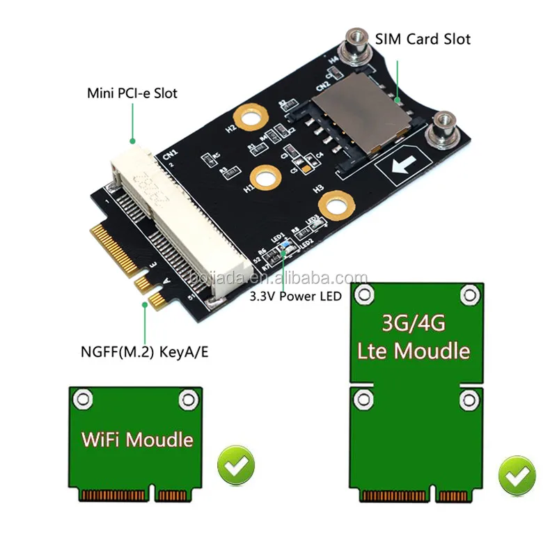 Feed på støvle Ewell Wholesale WiFi Module / 4G GSM LTE Modem Mini PCI-E PCIe 52Pin to M.2 NGFF  Key A Key-E Adapter Card With SIM Slot From m.alibaba.com
