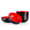 Red Black Dia 5.51" x H 2" Inch 16.9 Ounce Melamine Udon Ramen Noodle Soup Bowls Set