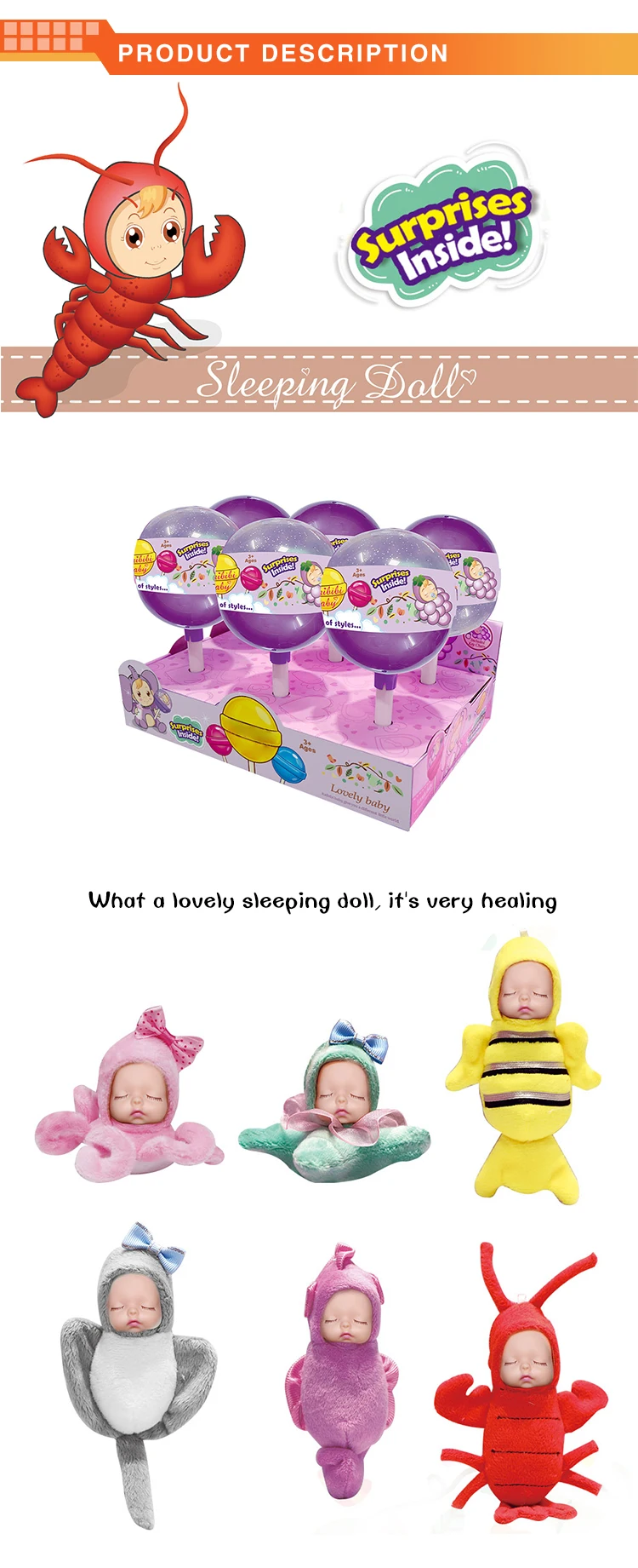 Wholesale Surprise lovely toys infauna series lollipop sleeping baby doll
