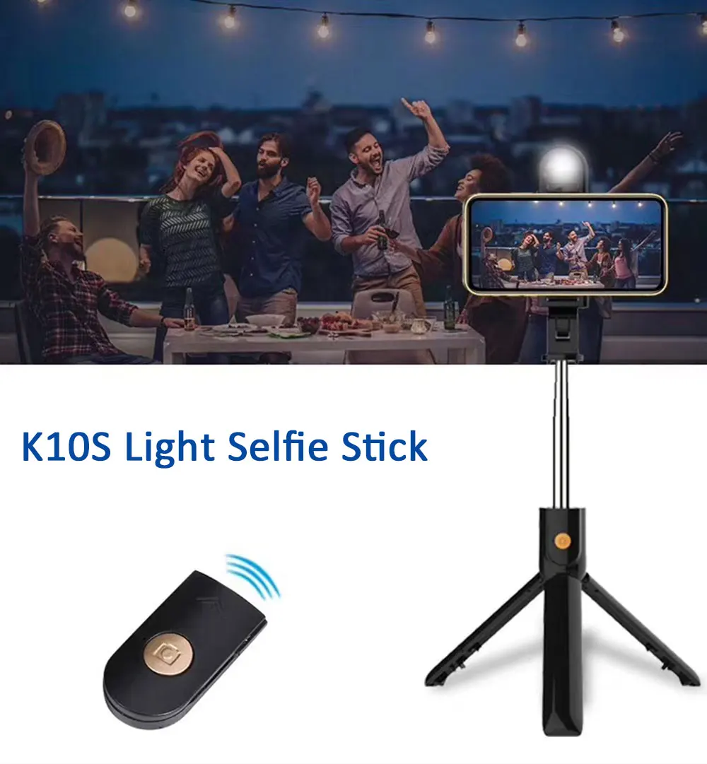 K10s Lightweight Handheld Foldable Mini Selfie Stick Tripod With