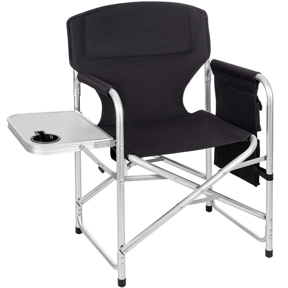 2pc Folding Director's Chair Aluminum Camping Lightweight Chair with Side Table 