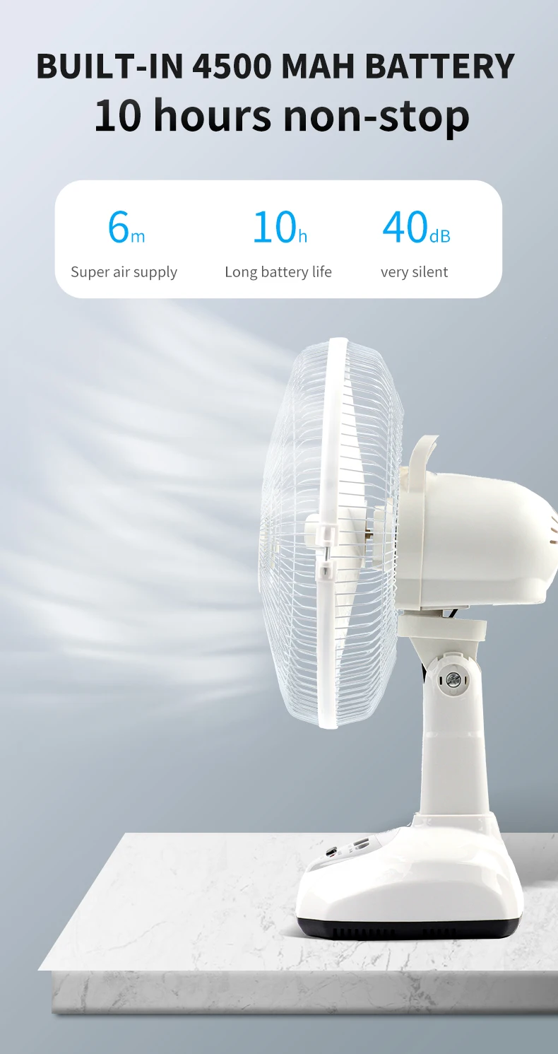 Hot Selling 12 Inch Solar Charging Table Electric Fan With Power Bank