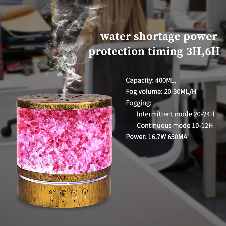 400ml 24v Best Ultrasonic Cool Mist Humidifier Himalayan Rock Salt Lamp & Night Light Factory