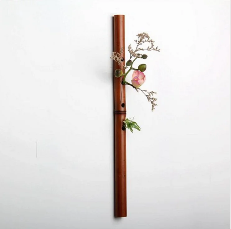 Archaize Japanese Bamboo Flutes Inserted Wall Hanging Vase/ Chinese