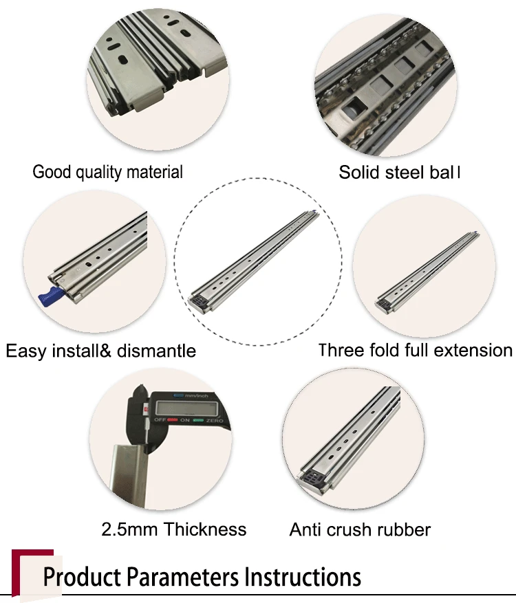 Telescopic 180kg Ball Bearing Locking 1500mm Heavy Duty Slide Drawer Table Slide