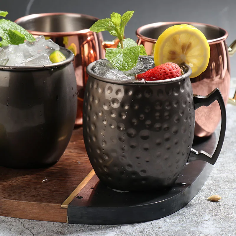 Moscow Mule Mugs Black Hammered Cup For Cocktail Beer Wine Coffee 