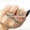 Wholesale popular multi color CZ stone Heart rainbow finger rings design for women jewelry