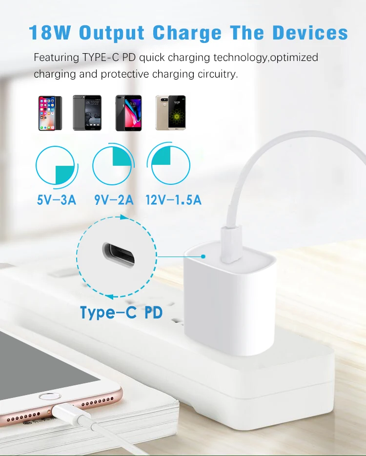 2019 New Chargeur For Iphone 11 Pro Usb C Pd 18w Cellphone Charger