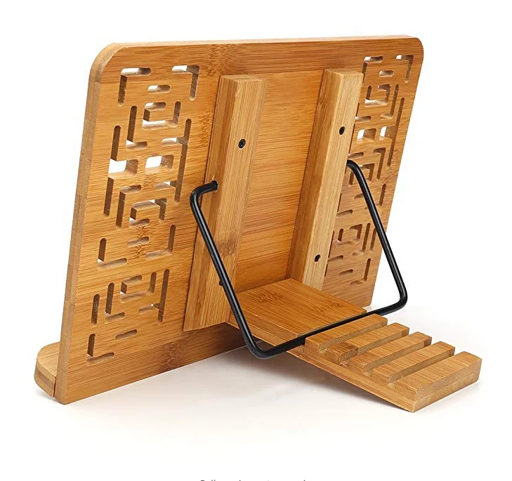 Bamboo textbook stand recipe book holder