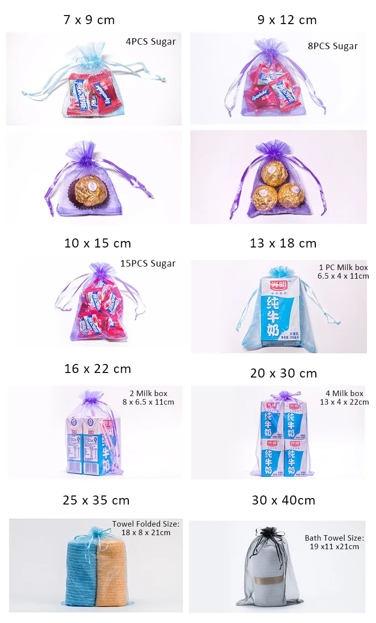 Wholesale Organza Bag Customized Promotional Small Drawstring Nylon Mesh Bag Package Bags 9 x 12 cm