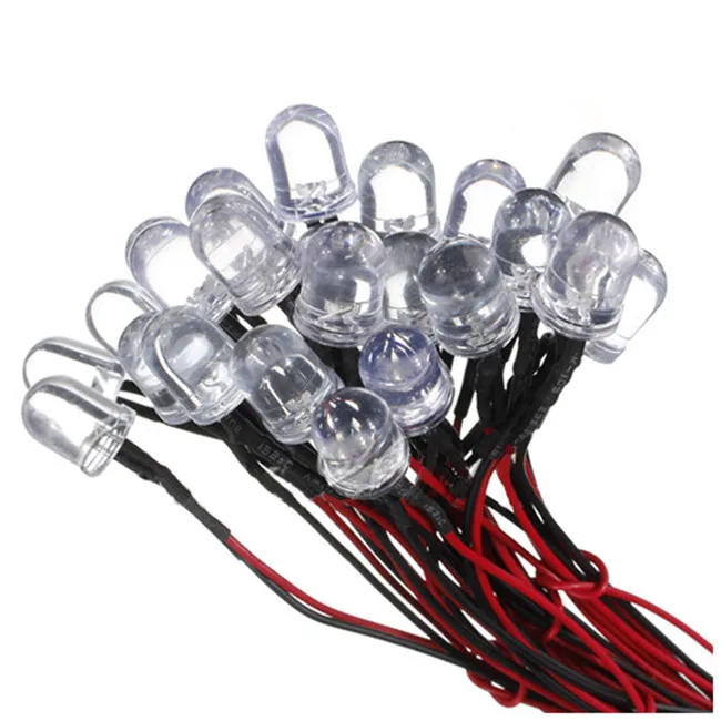 10pcs DC 24V 18cm 3mm Pre Wired LED Lamp Light Bulb Emitting Diode Multi Color