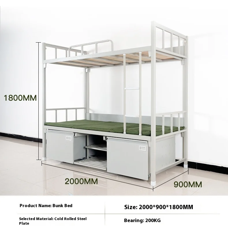 product wholesale custom heavy duty metal double bunk bed detachable knock down single bed frame for school bedroom apartment hospital-6