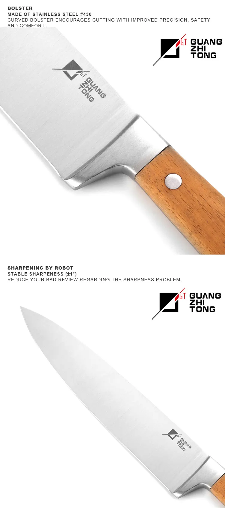 8inch Acacia Wood And Stainless Steel Full Tang Handle Chef