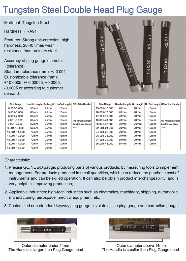 Needle Type Plain Plug Gauges Go And Nogo Smooth Plug Gauge: D1.0~6mm ...