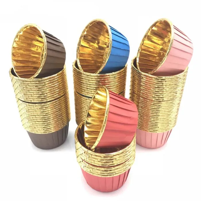 Metallic Cupcake Liners Disposable Aluminum Foil Baking Cups Muffin