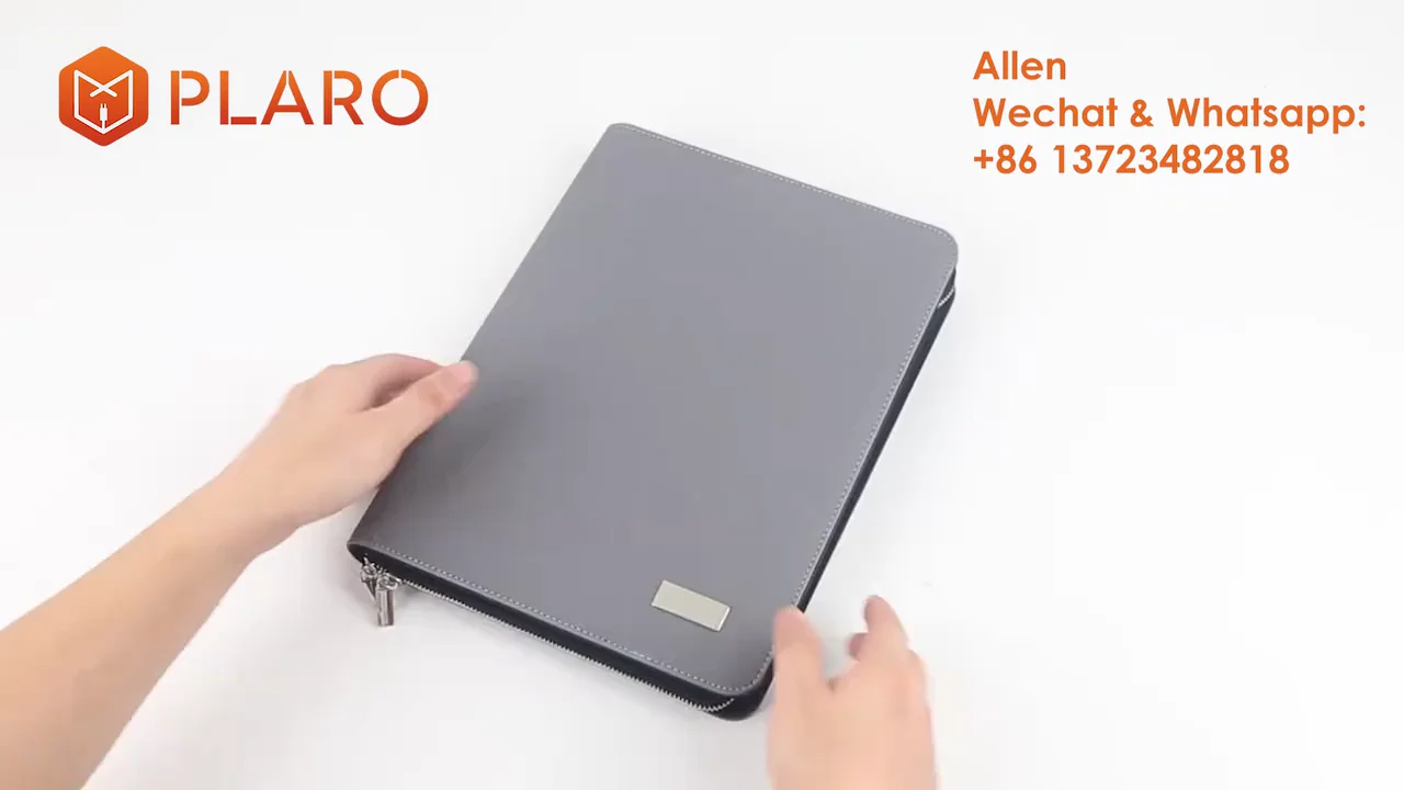 Custom Men Women Leather Laptop Briefcase With Power Bank Wireless