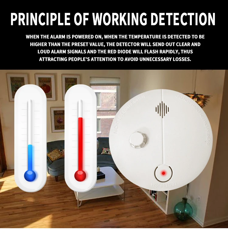 Battery Operated Combined Smoke And Heat Detector With Ce Rohs
