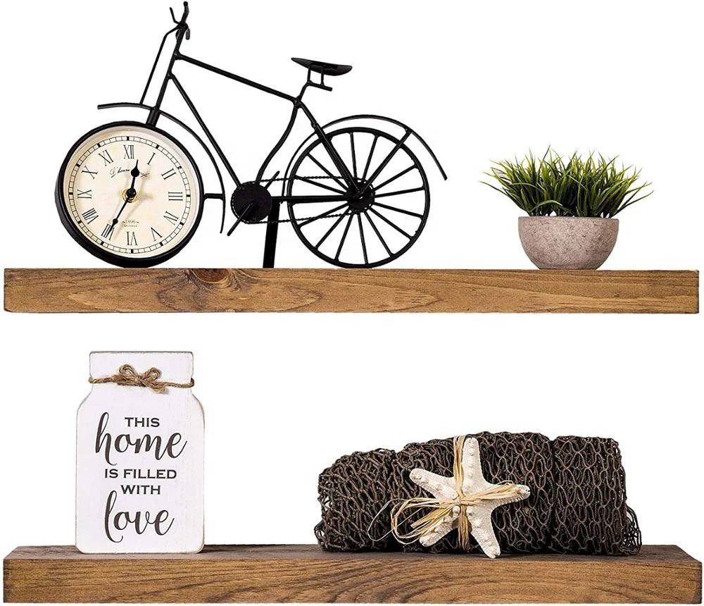 Rustic Farmhouse 3 Tier Hidden Floating Wall Wood Shelf Design Buy