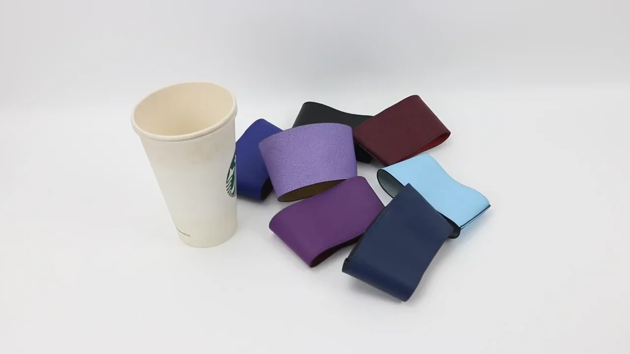 Personalized Cup Holder Cow Leather Reusable Iced Coffee Insulator Cup