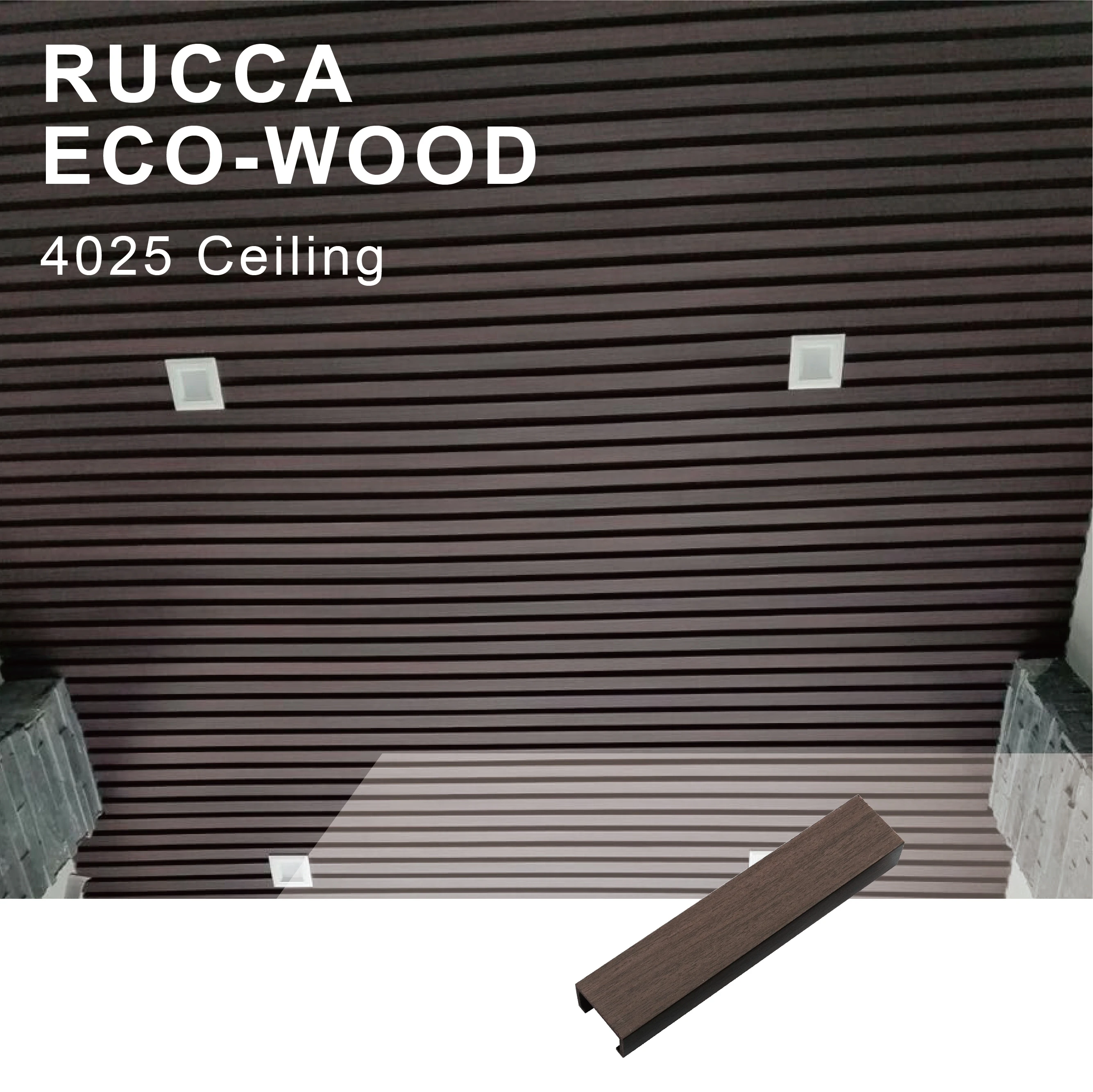 Rucca Wood Plastic Composite Suspended Decorative False Ceiling