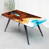 2019 new design high quality river solid wood epoxy resin dinning table