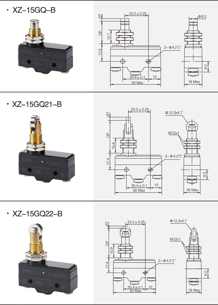 (z-15gq-b,Z-15gq21-b,Z-15gq22-b)abs Plastic 15a/250vac Ul&rohs Push ...