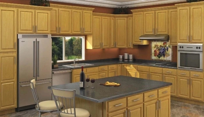 Hotselling green colour modular particleboard kitchen cabinet green base cabinet white wall cabinet