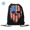 Pure Promotional pp personalized drawstring bags for kids School USA Flag Skull Face Hand draw string bag custom