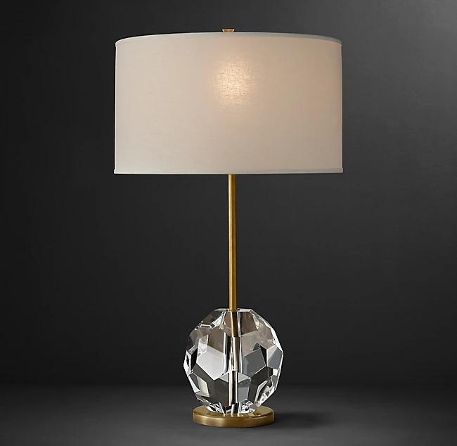 Postmodern Nordic Hotel Simple Living Room All Copper Crystal Table Lamp Hong Kong Style Light Luxury Bedroom Bedside Lamps