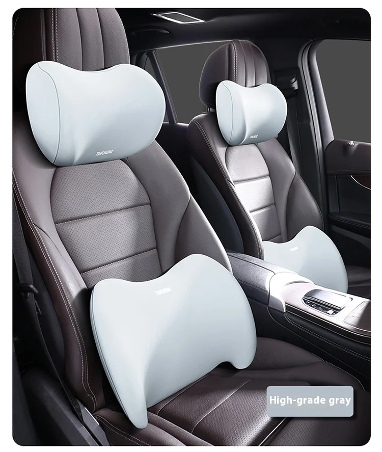 Car Headrest Neck Pillow Summer Driving Airline Grade Neck Cushion Leather Material for Car and Aviations Seat manufacture