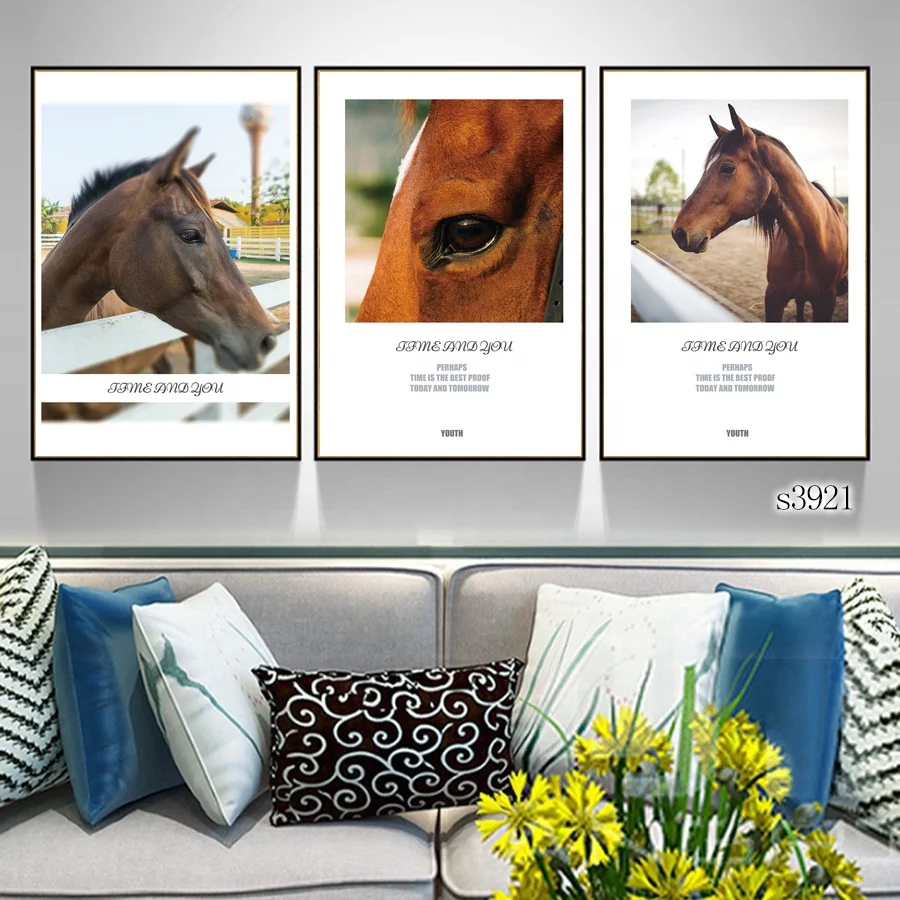 
Morden Wall Art Giclee Print Framed Horse Head Painting Printed Animal Canvas Art Painting 