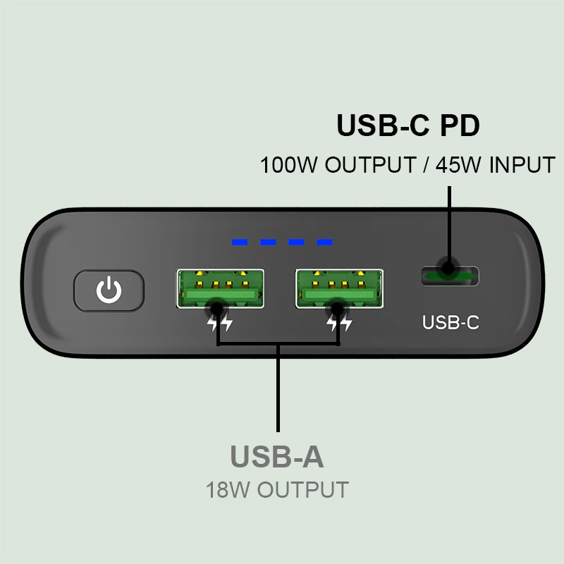 PD USB C Quick Charge Power Bank - 100W for Iphone & Laptop