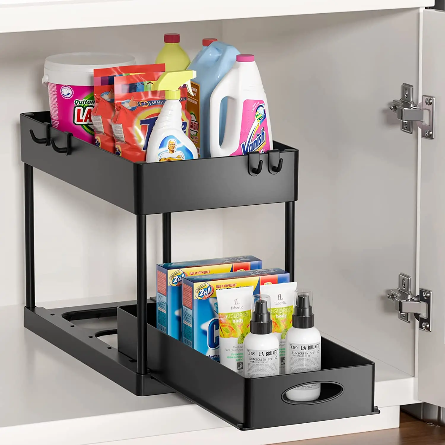 2tier Under Sink Organizer With Sliding Storage Drawer Under Sink Organizers And Storage Under