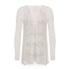 Special Design Basic Long White Hand Crochet Sweater Sueter For Ladies