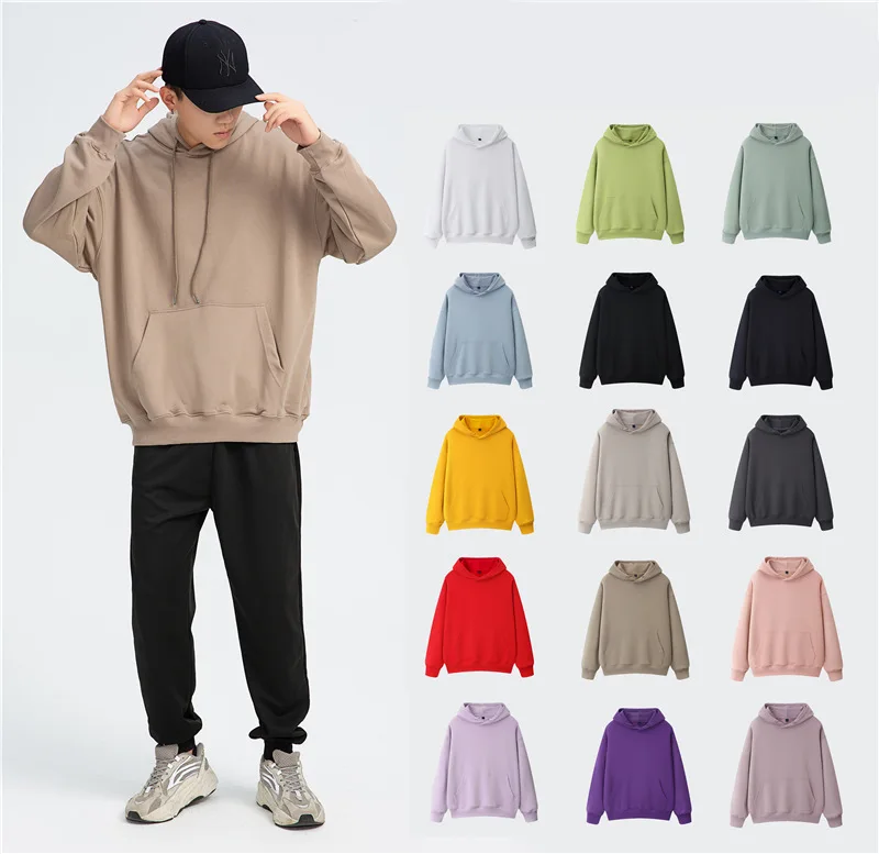 

High Quality Wholesale Thick Designer Pullover Fleece Gym Organic Cotton Plain Plus Sized Custom Men'S Hoodies, 15 colors