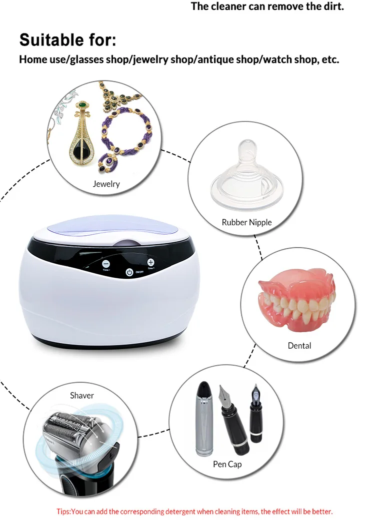 High Frequency 650Ml Large Tank Ultrasonic Cleaner With Digital Timer Jewelry Watch Glasses Cleaner