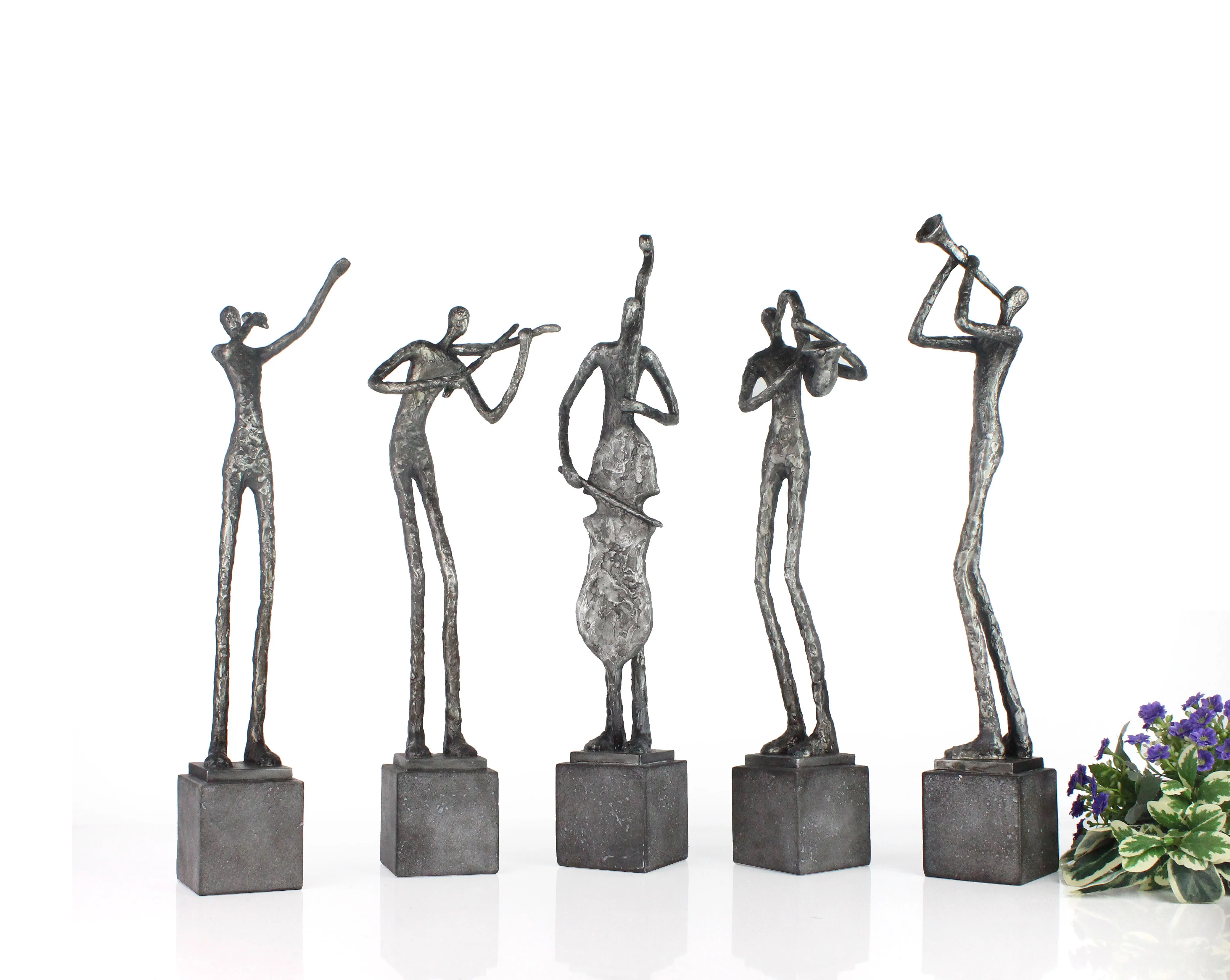 Resin Silver Abstract Art Jazz Musician Figurine Creative Gift SCULPTURE Home Decoration Artificial Europe 30% Deposit Available supplier