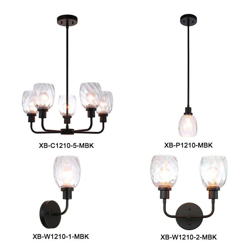 Contemporary Fashion Hotel Home Chandelier Pendant Lighting, Glass Black Chandelier Light for Living & Dining Room