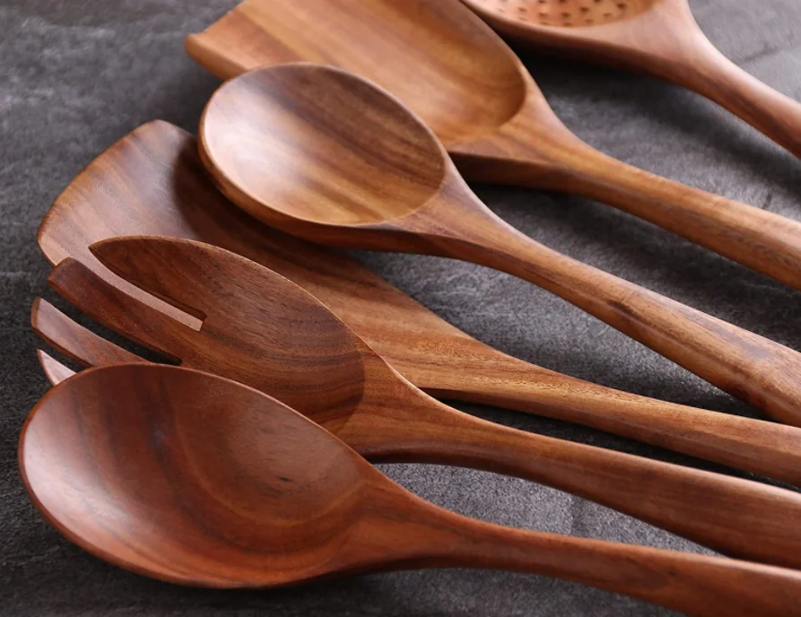 Natural Wood Utensils Kitchen Ware Cooking Utensils Set Spoons And