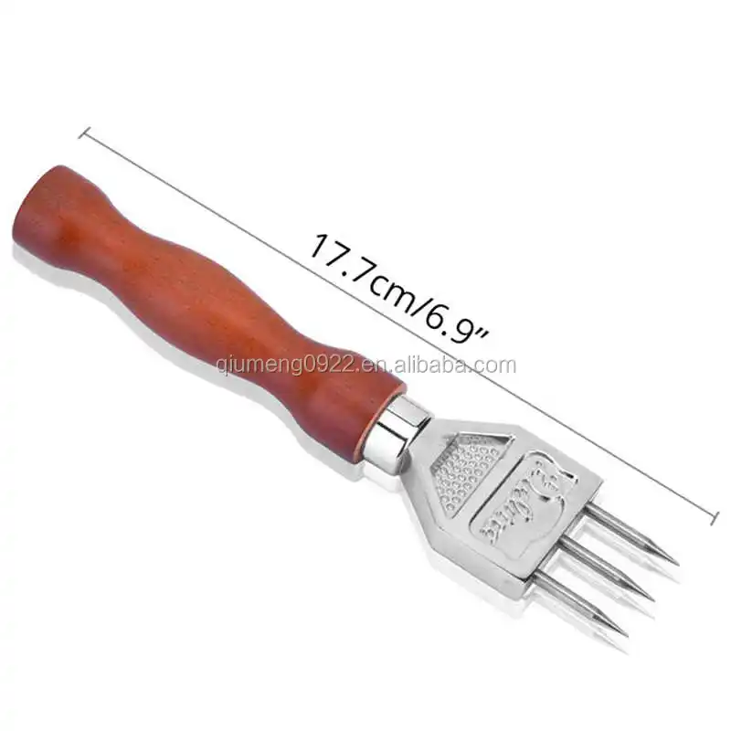 Sturdy Ice Chipper with Solid Wood Handle 304 Stainless Steel Three Pronged Ice Crusher for Cocktail Bartender CUHAWUDBA Ice Pick 