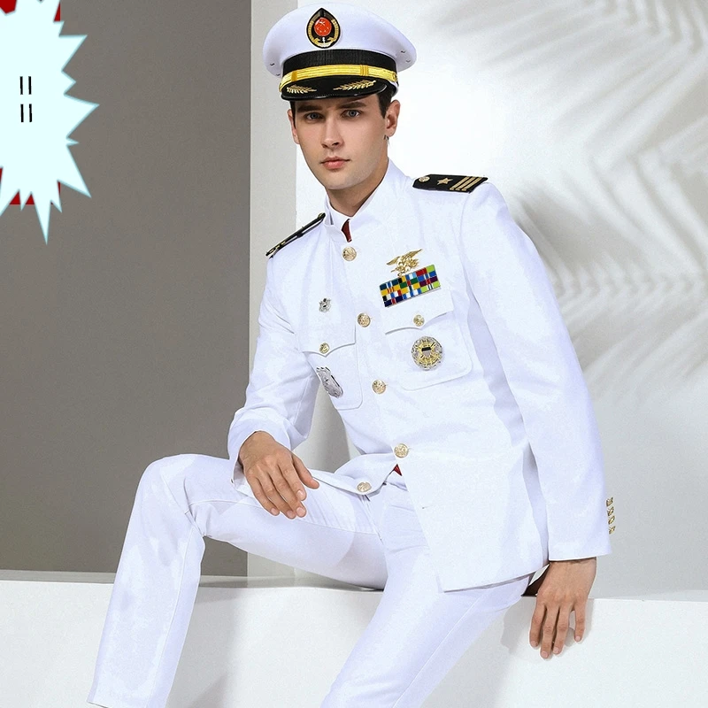 为船长水手定制白色海军军官制服