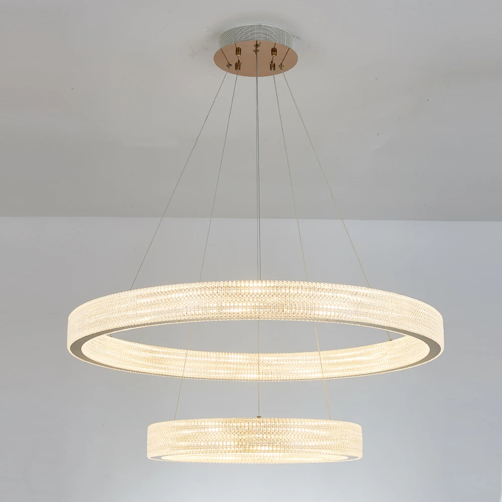 Modern Contemporary Chandelier 2 ring Aluminum Pendant Ceiling Lighting Fixture