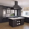 Modern Cool Pure Black Kitchen Design For House Case Shaker Door Kitchen Cabinets with Island Bar Furniture