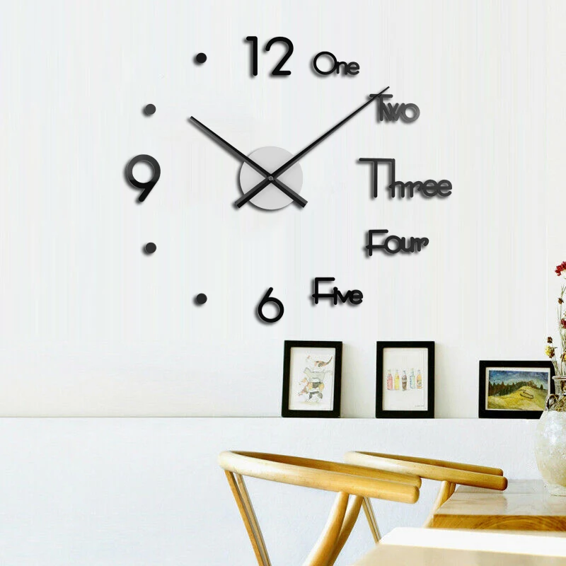 Orologio Da Parete Fai Da Te Adesivo 3D Effetto Specchio - 40cm, Acrilico, Rosso - Per Cucina E Soggiorno